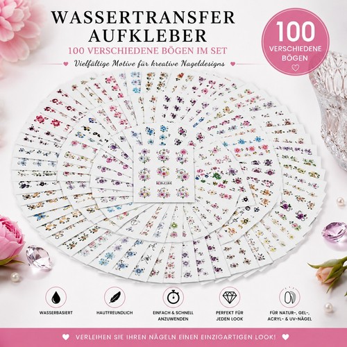 100x nail art water tattoo - art,
