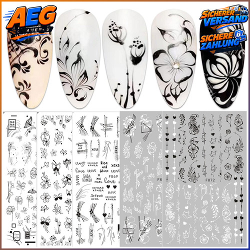 Jmeowio nagelsticker blumen - blumen, 10