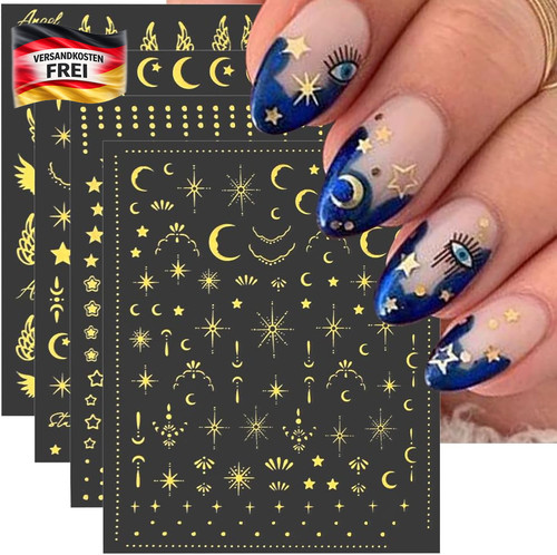 Nagelaufkleber gold mond - nagelaufkleber,