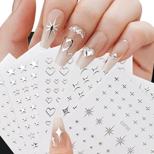 Nagelsticker silber - 3d,