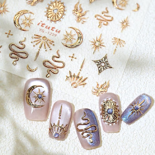 Nagelsticker set goldmond - 3d,