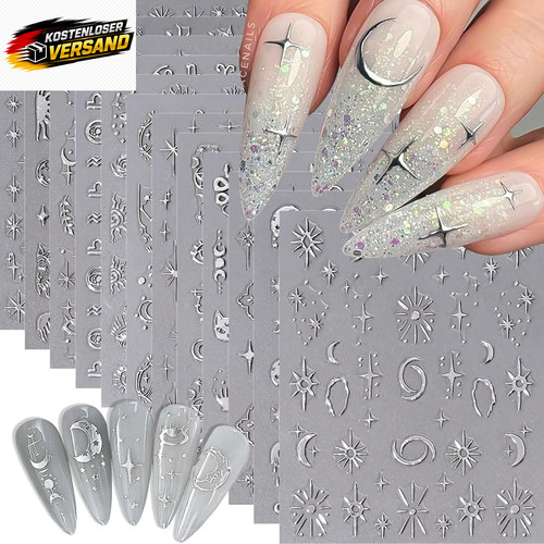12er set silber nail art - silber,