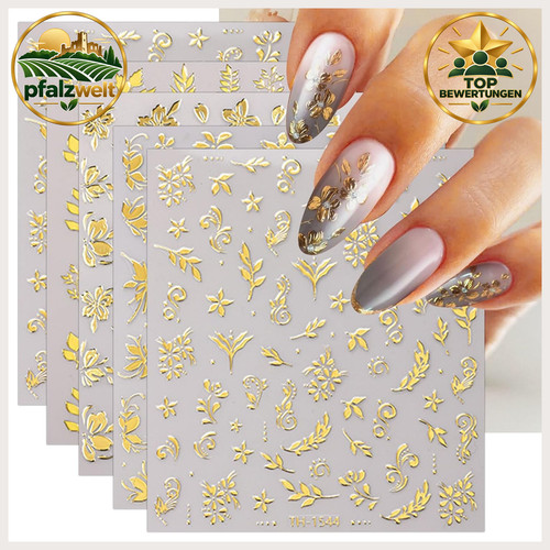Nagelsticker goldene blumen - nagelsticker,